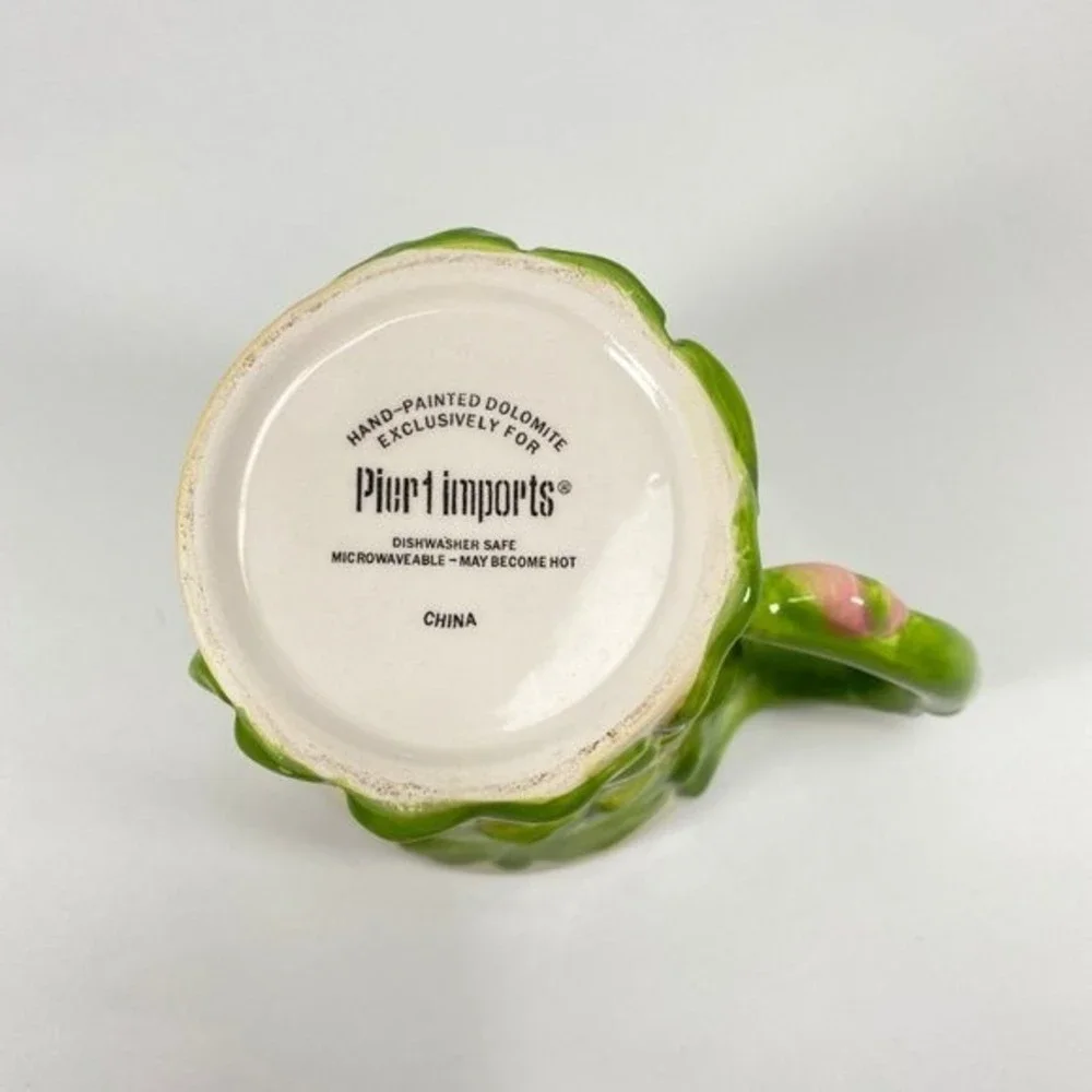 Pier 1 Imports Meditating Frog Mug Embossed Cup Yoga Frog Hand Painted